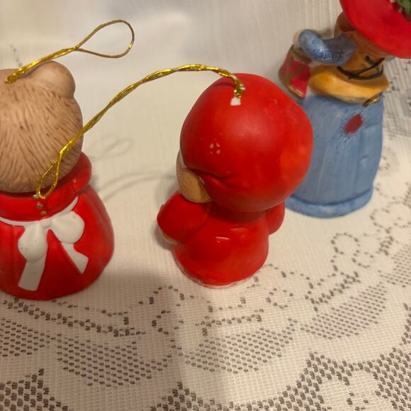 Vintage Jasco Set of 4 Porcelain Ornaments Bear Dog Drummer Girl Christmas - Picture 5 of 5
